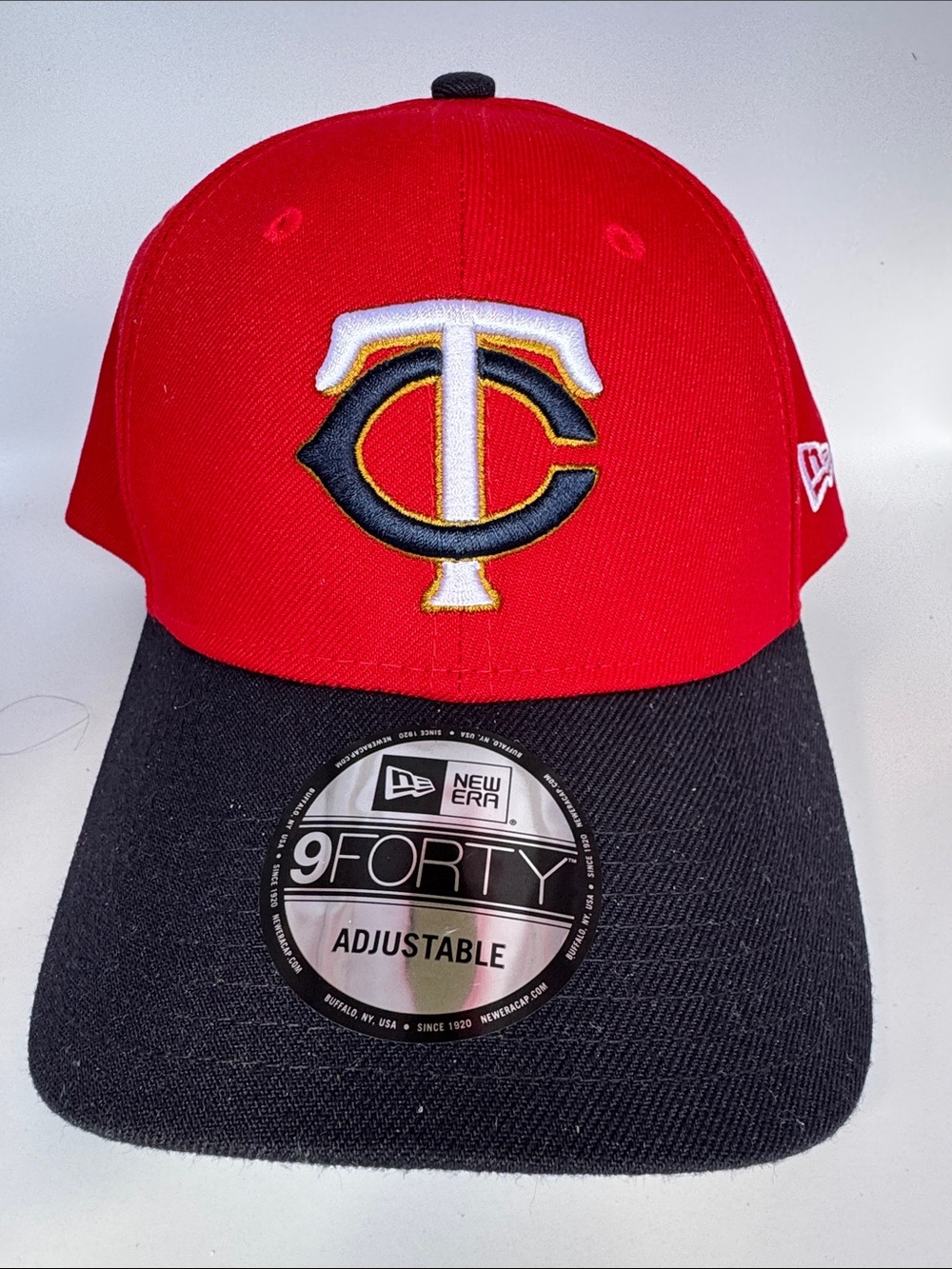 New Era Two-Tone Red and Black 9FORTY Adjustable Cap with Embroidered Logo
